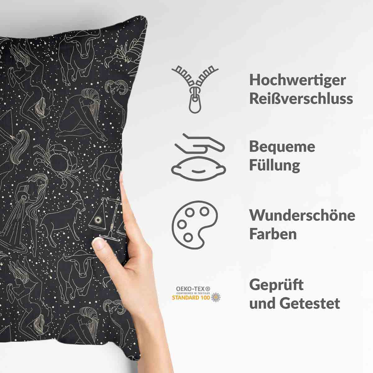 Health Pillow Black Horoscope