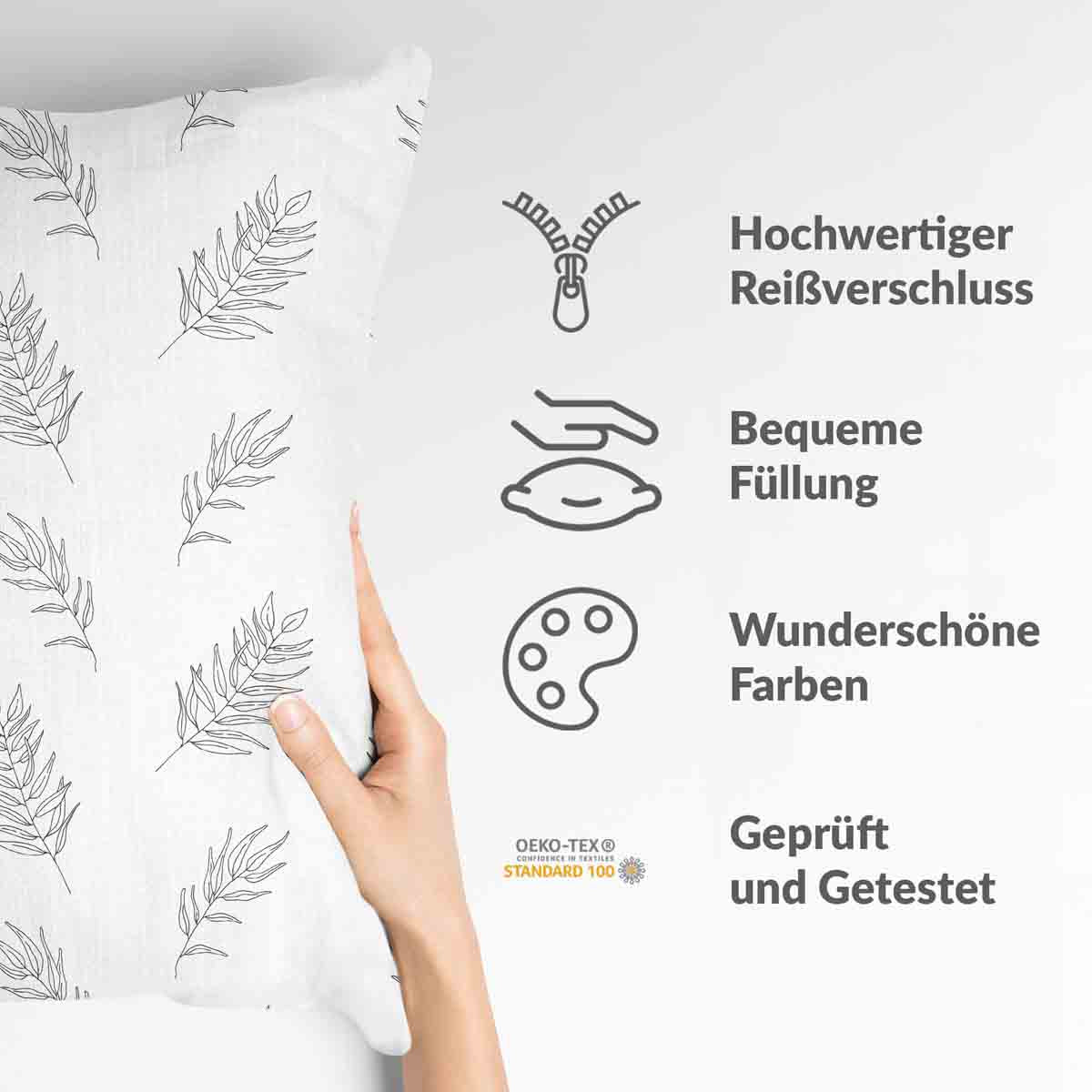 Coussin de santé blanc avec branches grises