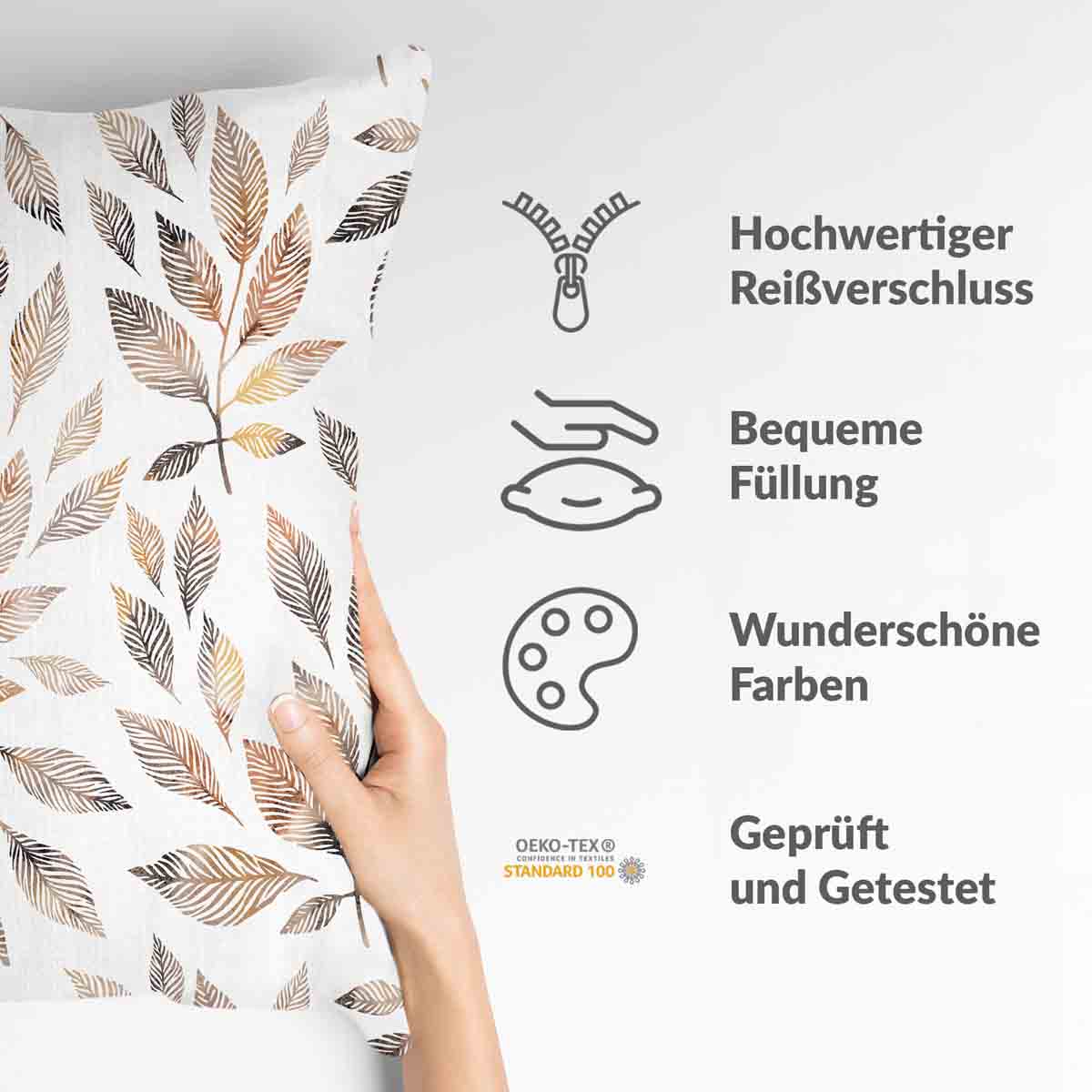 Health pillow white with light brown branches