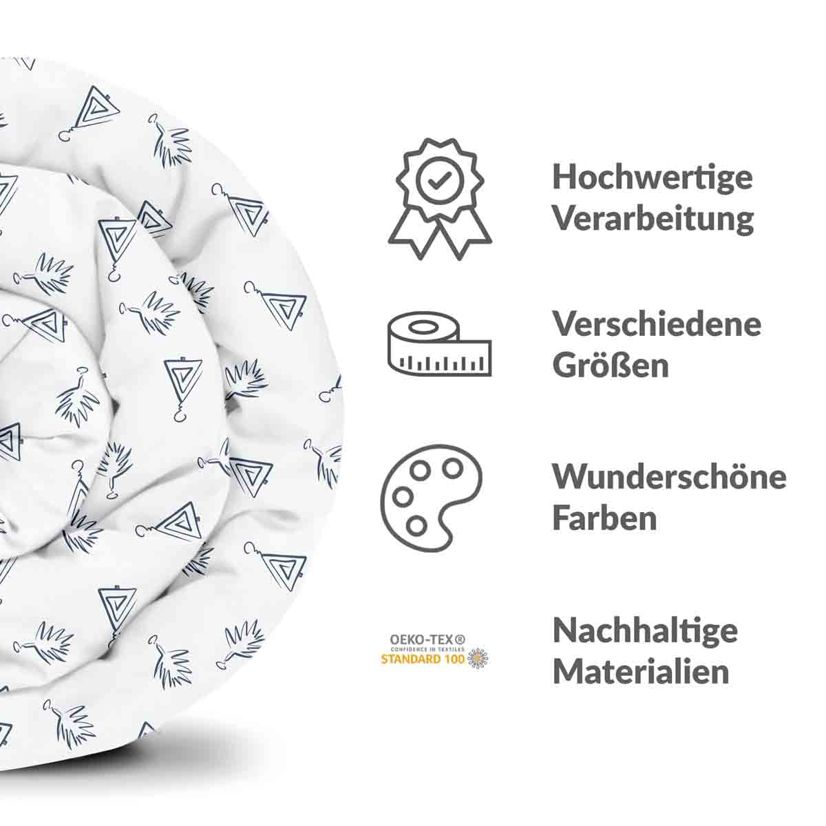 Couverture thérapeutique originale - Housse en coton blanc avec boucles d'oreilles bohèmes