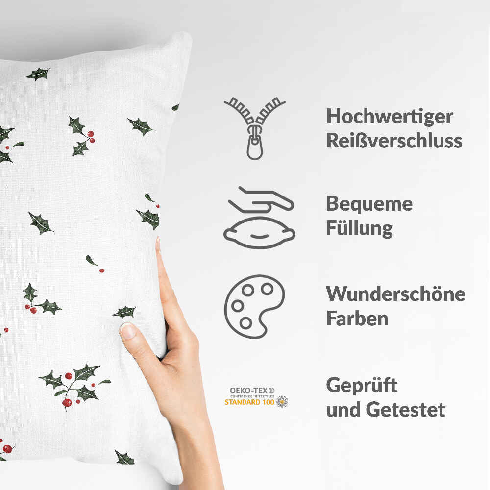 Coussin de santé blanc branches de gui