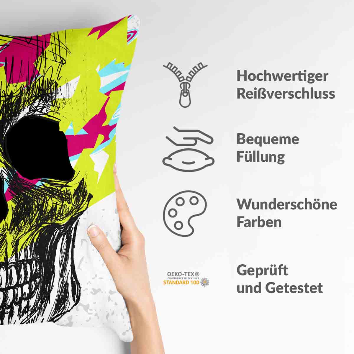 Health Pillow Skull Colorful
