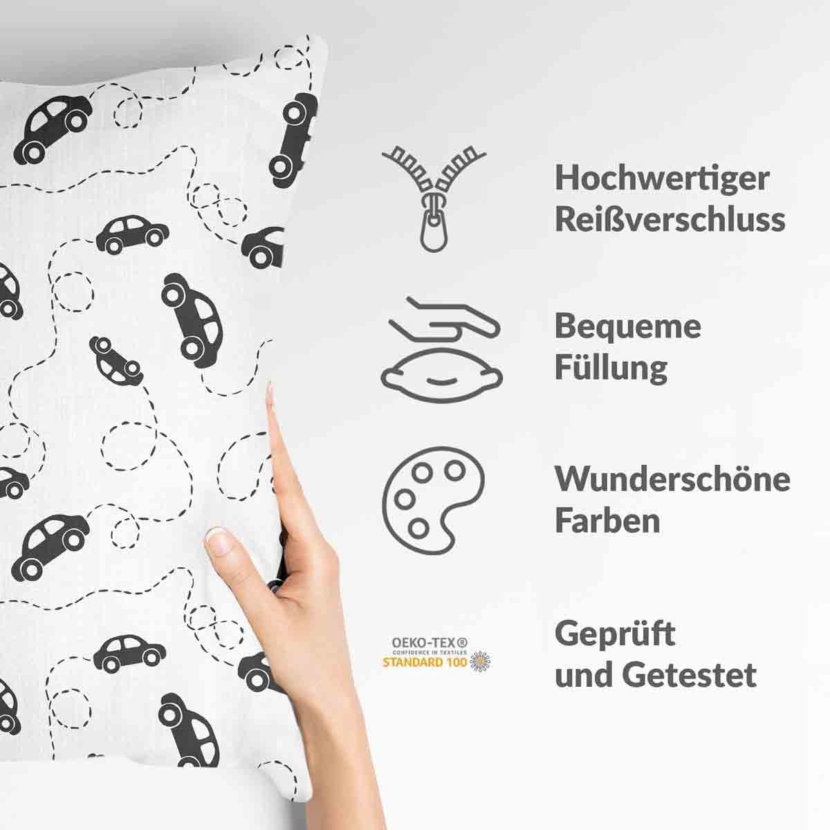 Coussin de santé avec voitures noires