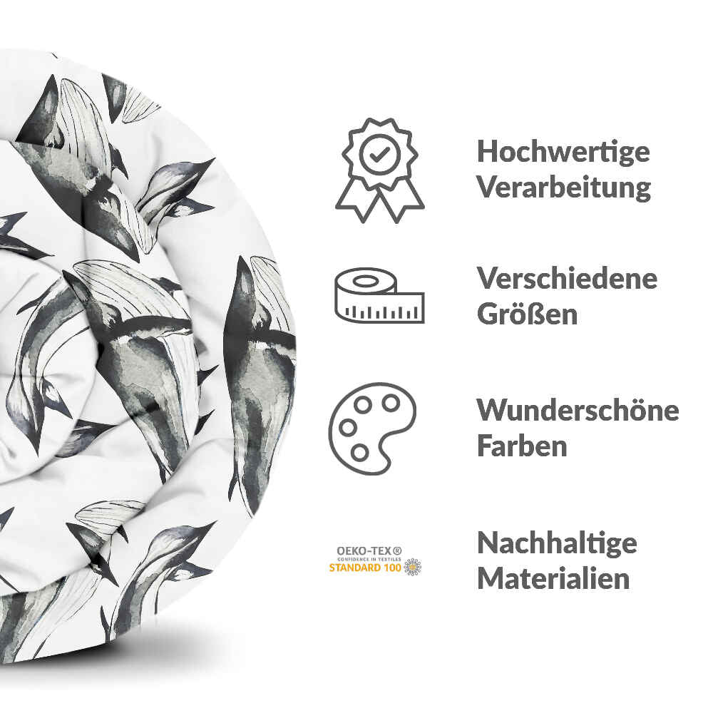 Therapy blankets bedding set black blue whale