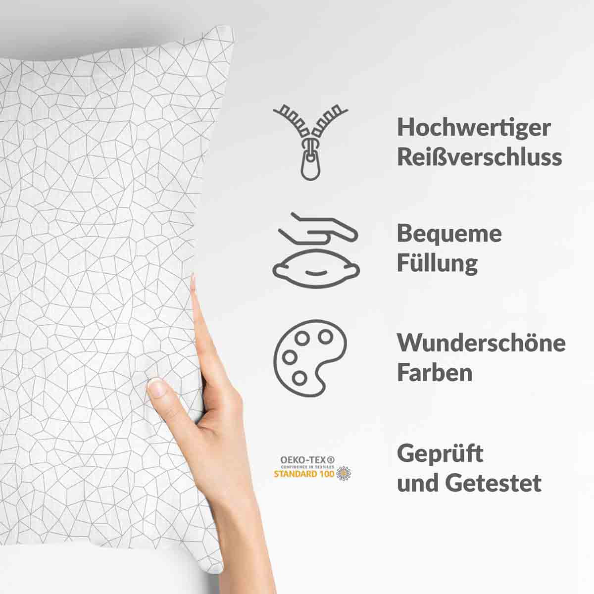 Health Pillow White with Mosaic