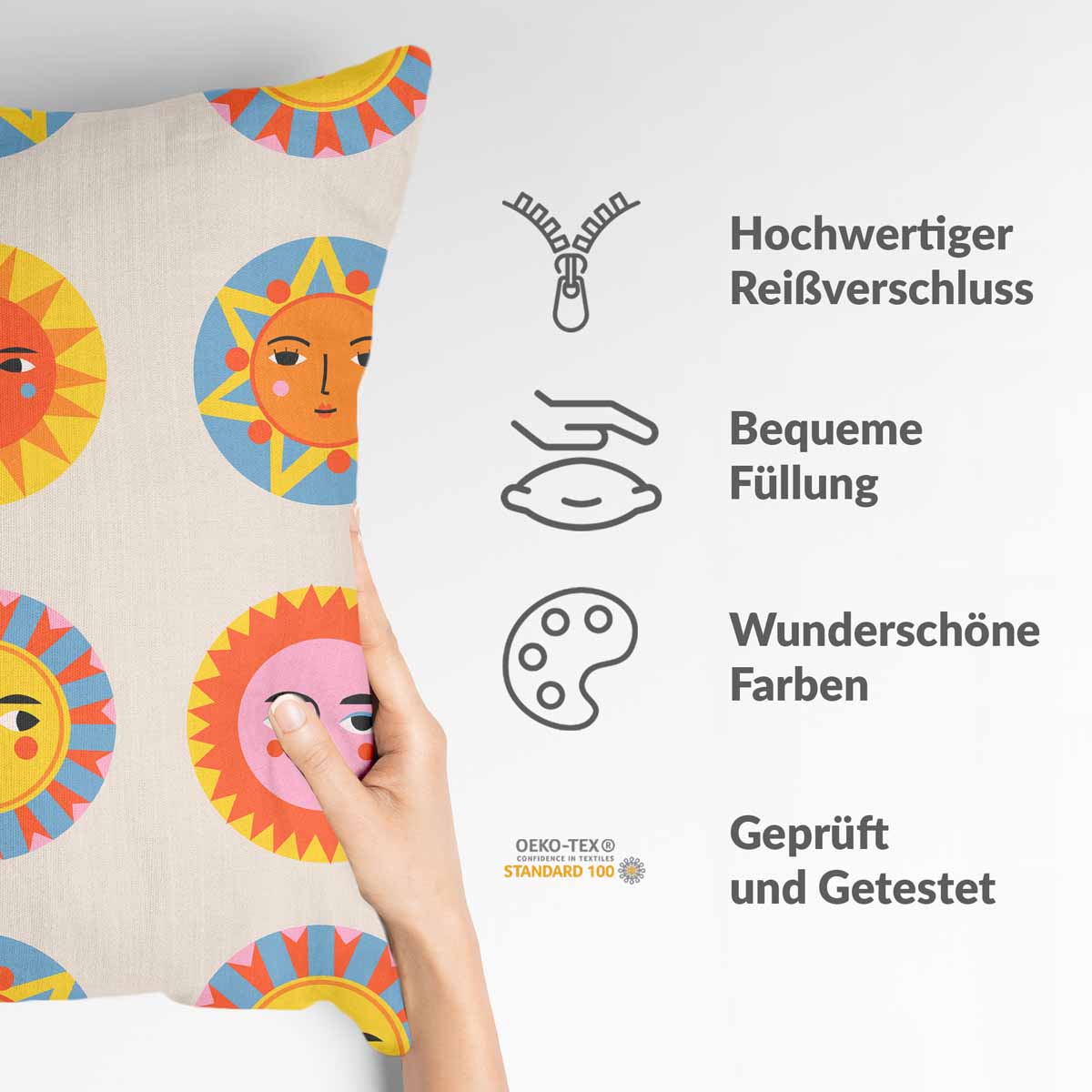 Coussin de santé beige avec soleil