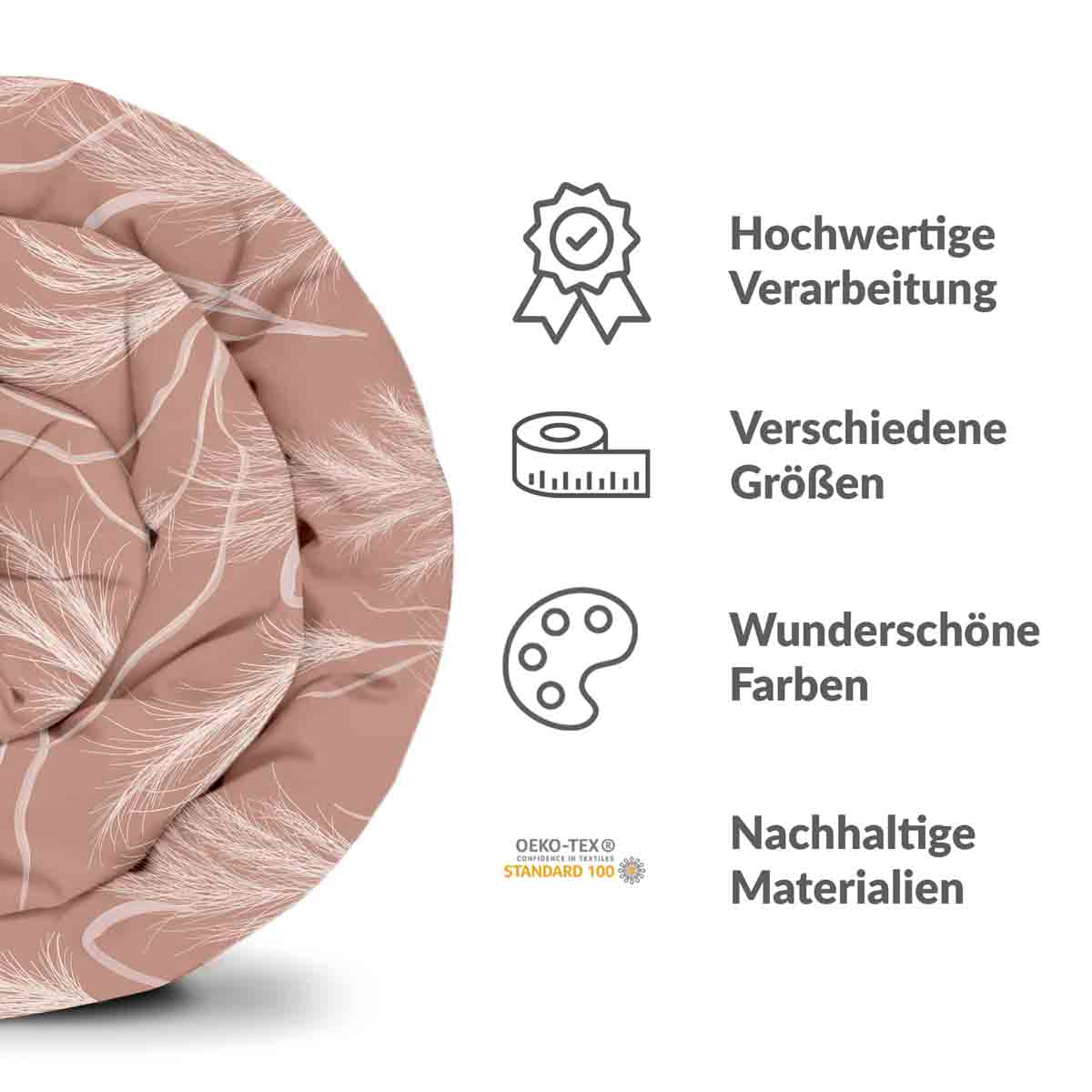 Therapy blankets bedding set old pink with pampas grass