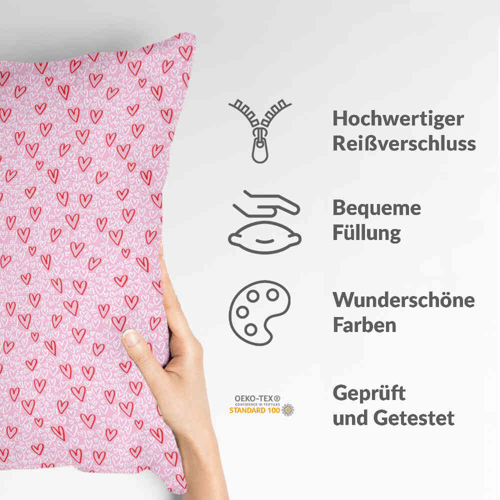 Health pillow pink red hearts
