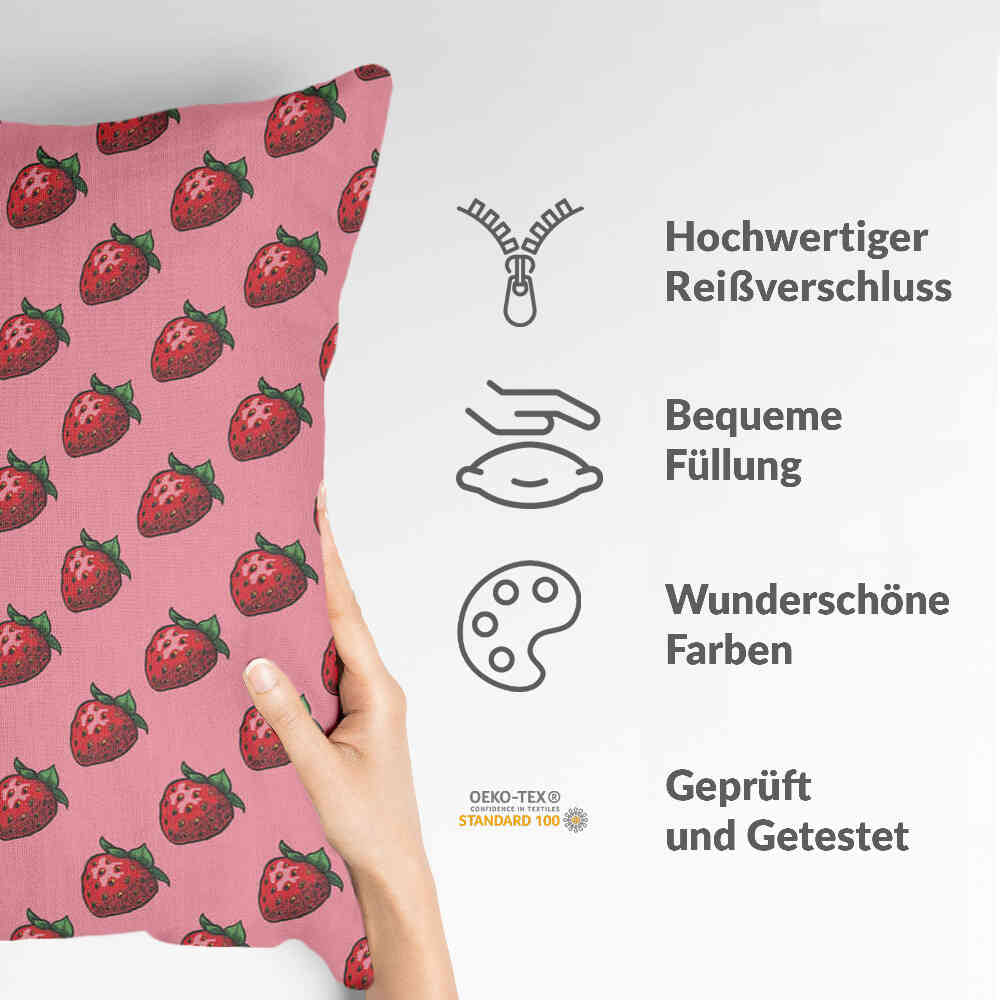 Coussin de santé rose avec fraises