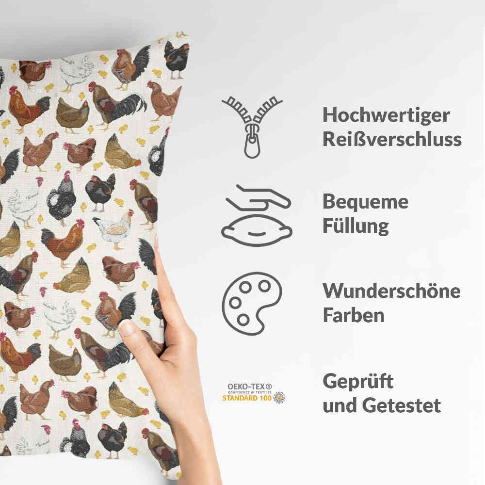 Coussin de santé blanc avec beaucoup de poulets