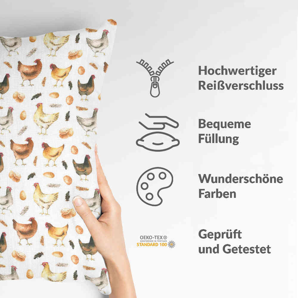 Coussin de santé blanc avec des poulets