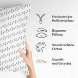 Health pillow, white with gray circles.