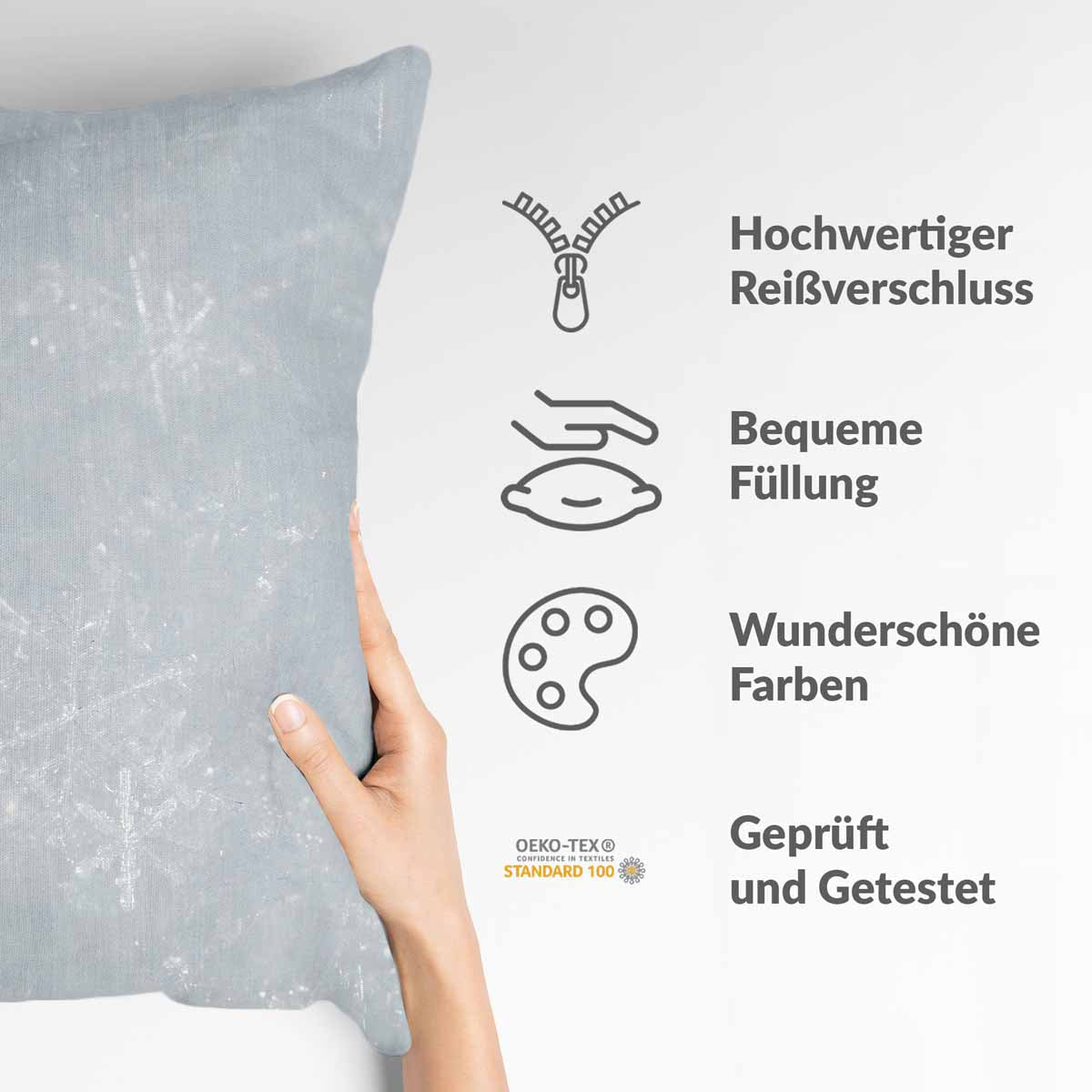 Health Pillow Gray with Snowflakes