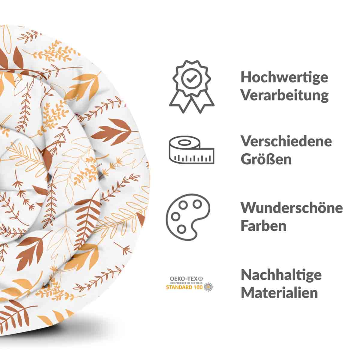 Couverture thérapeutique originale - Housse en coton blanc avec branches automnales