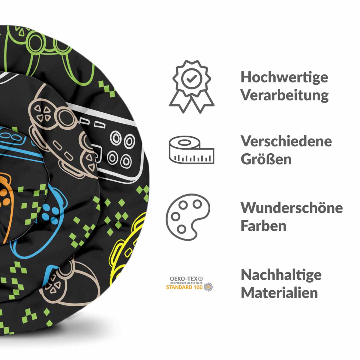 Couette thérapeutique Ensemble de literie noir avec consoles de jeux