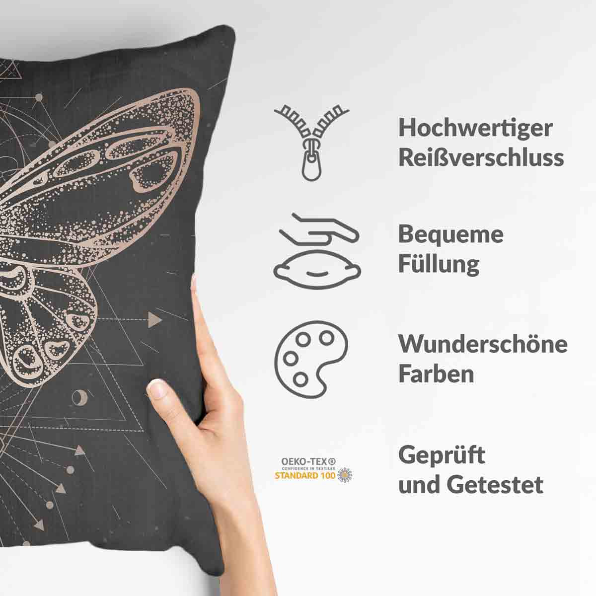 Health Pillow Black with Butterfly