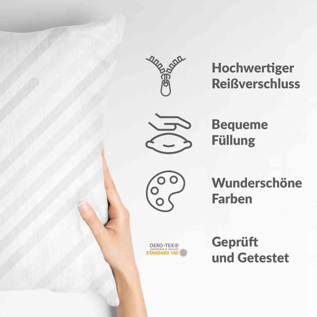 Coussin de santé blanc avec de fines rayures