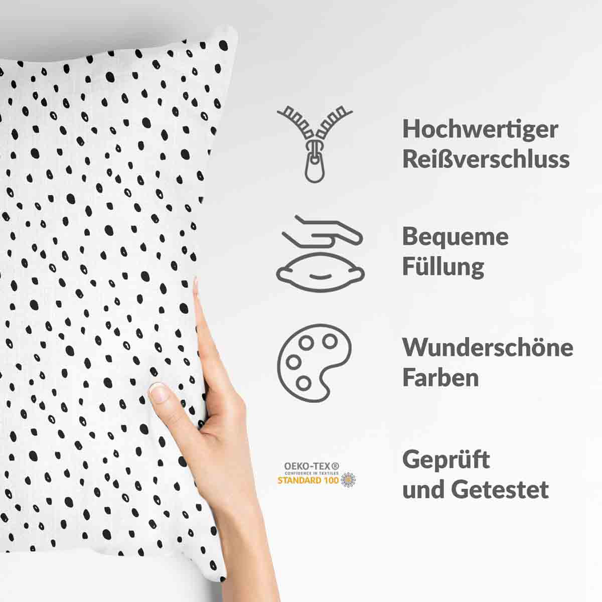 Coussin de santé blanc avec de nombreux petits points