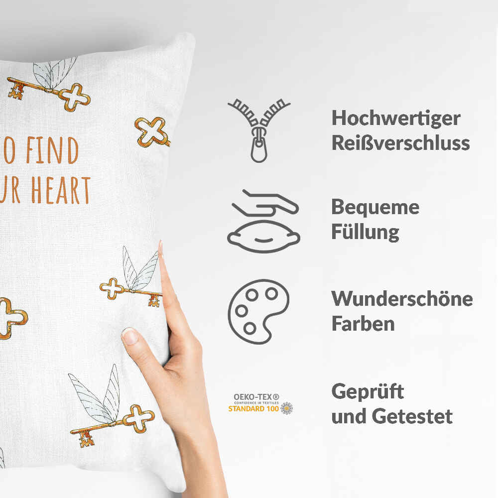 Health pillow white with flying key