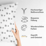 Health pillow, white with grey tassels