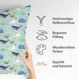 Green health pillow with whales
