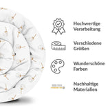 Therapy blanket and bedding set, white with dandelion flowers.