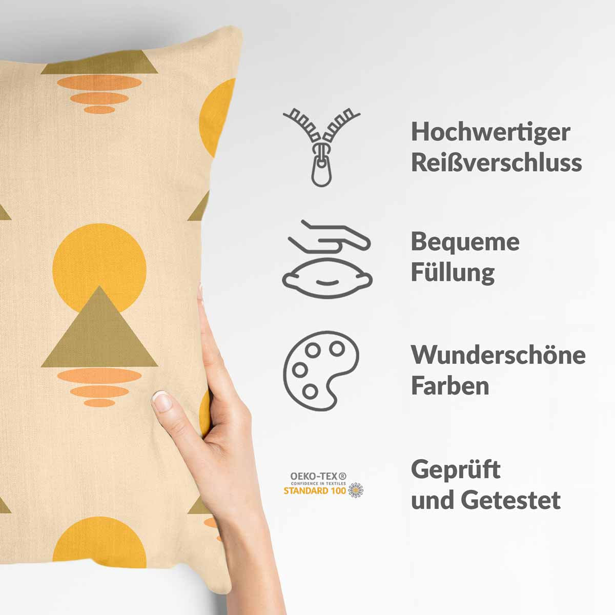 Health pillow with yellow shapes