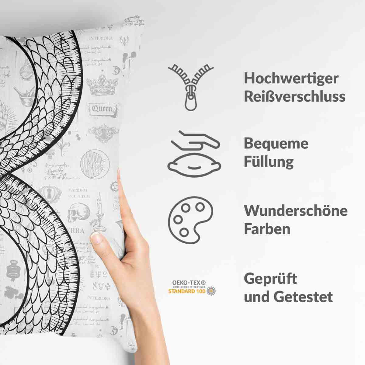 Health pillow with snake motif