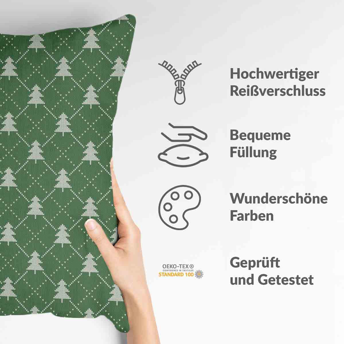 Coussin de santé vert avec des sapins