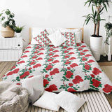Therapy blanket and bedding set, white with rose bush.