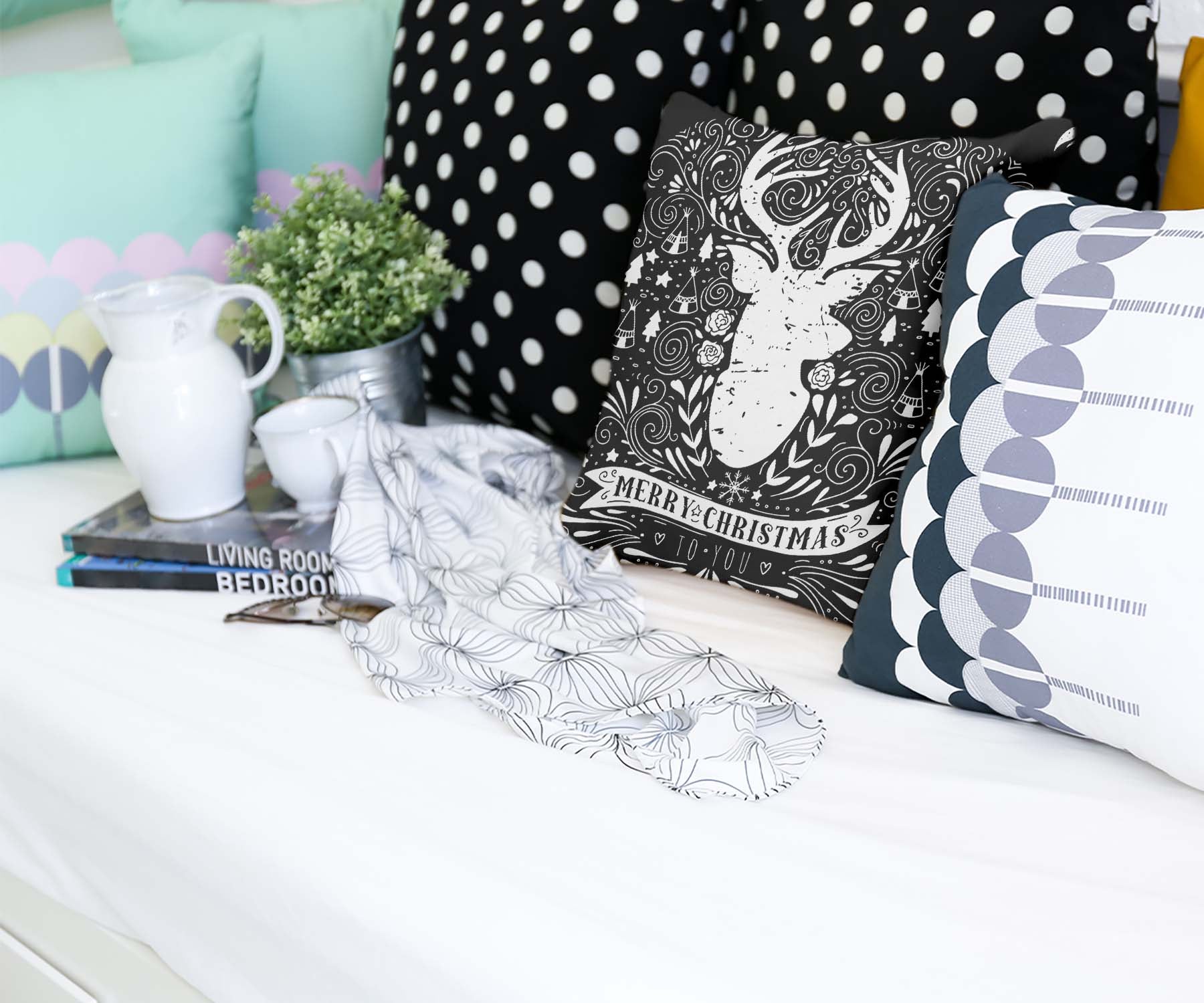 Health Pillow Black Merry Christmas