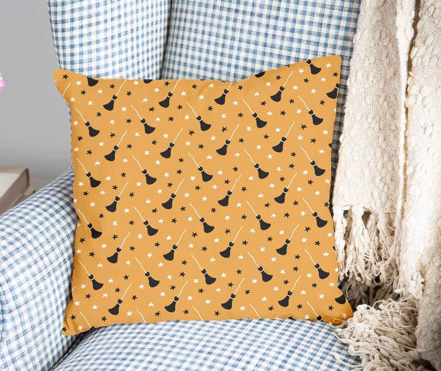 Coussin de santé orange avec le balai de Potter