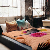 Therapy blanket bedding set orange with crane