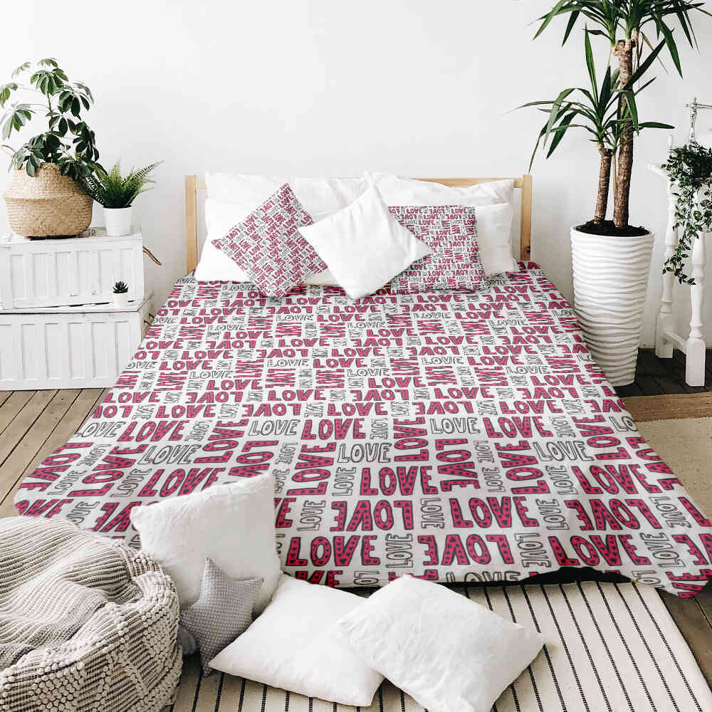 Couette de thérapie Ensemble de literie blanc L.O.V.E