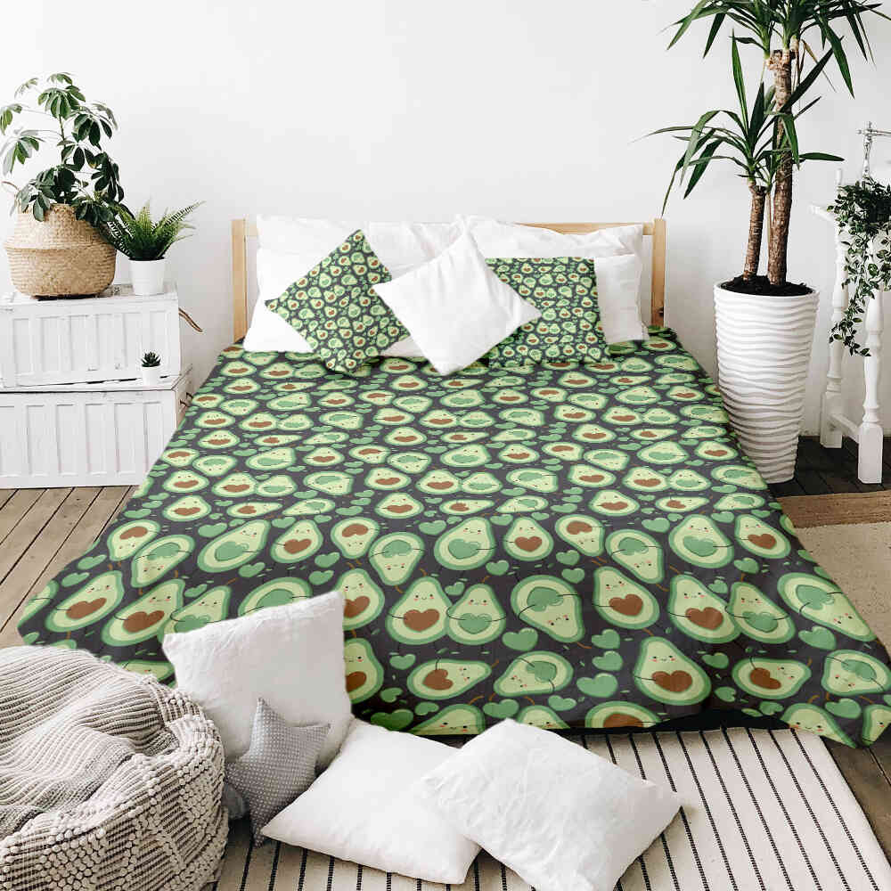 Therapy blankets bedding set green avocados