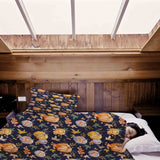 Therapy blanket and bedding set, blue with pumpkins.