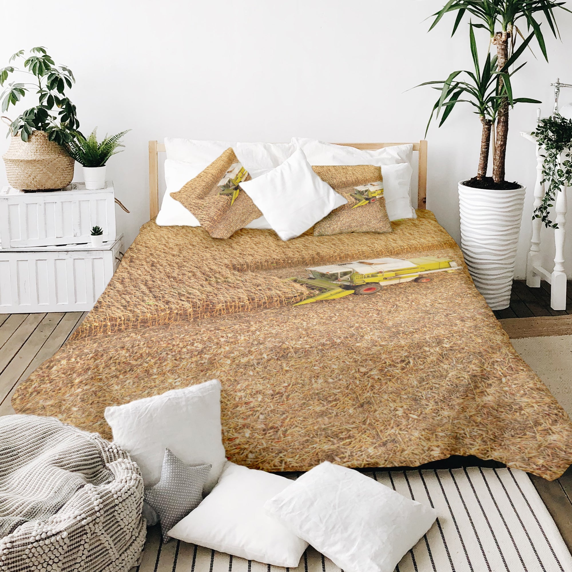 Therapy blankets bedding set tractor on field