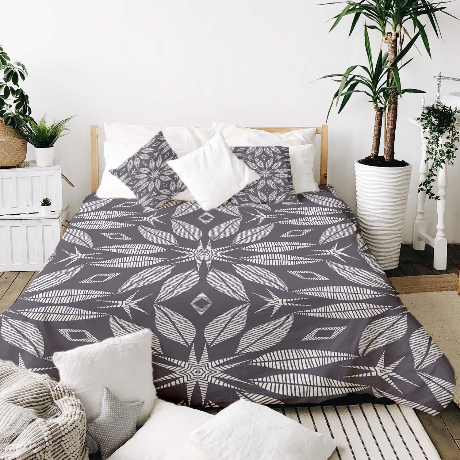 Therapy blankets bedding set with large flower
