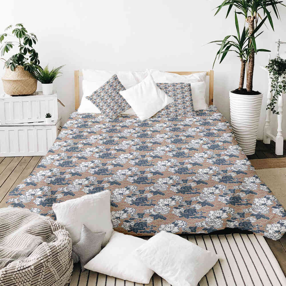 Ensemble de literie avec couverture thérapeutique et fleurs