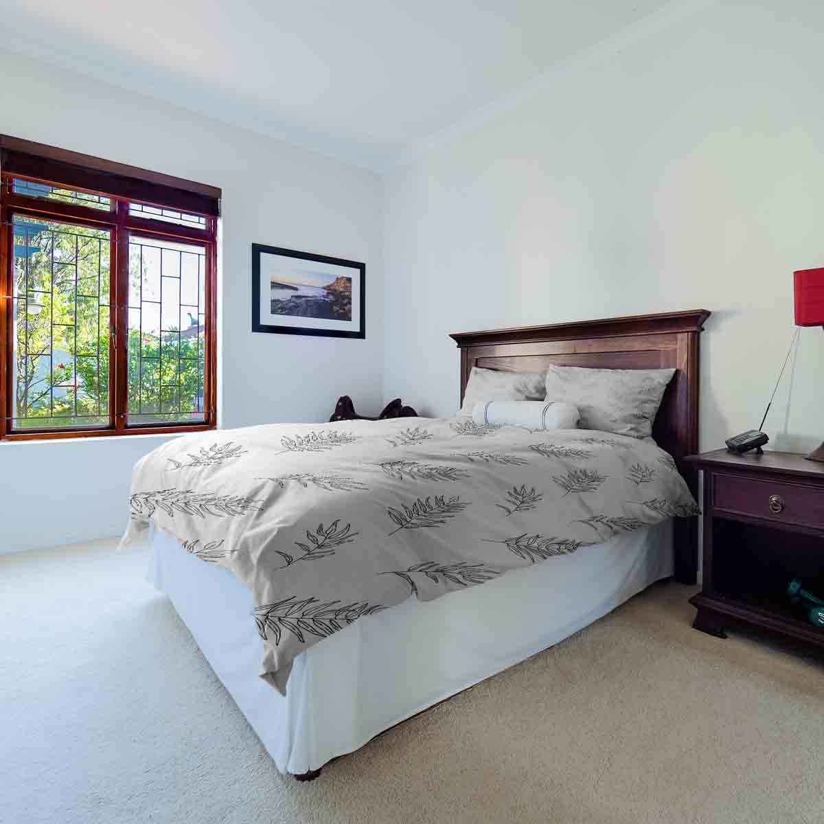 Therapy blankets bedding set white with gray branches