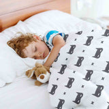 Therapy blanket and bedding set, white with cat mask.
