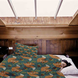 Therapy blanket and bedding set, green with squirrel.