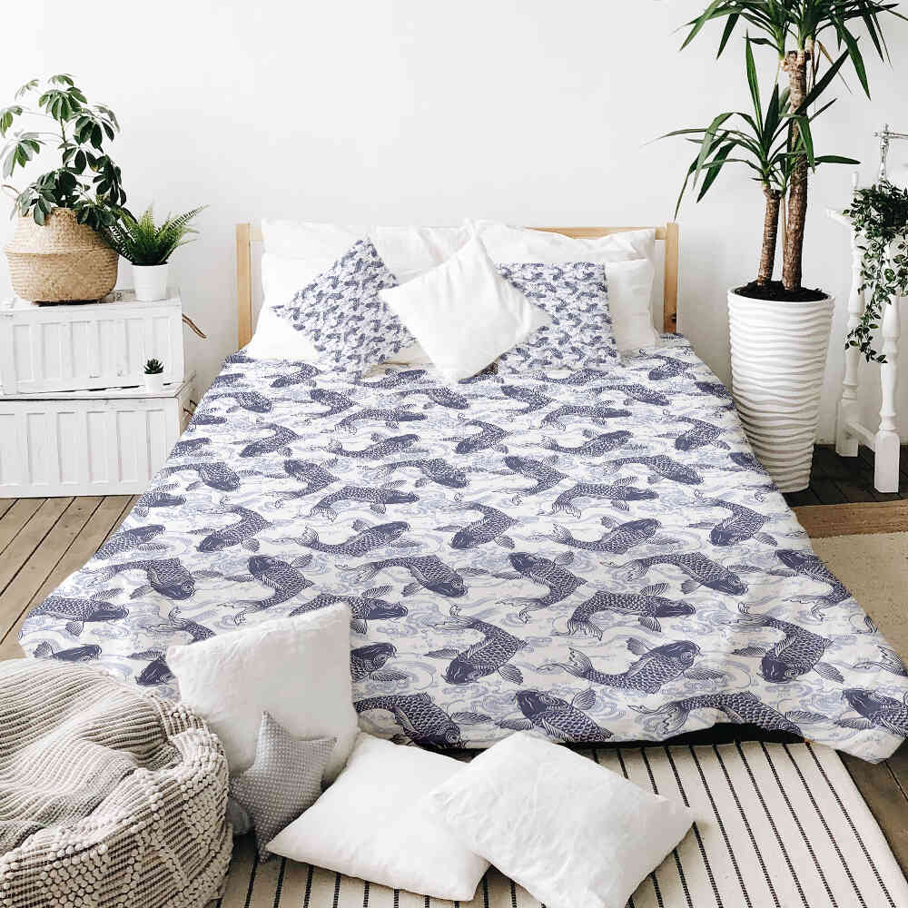 Couverture thérapeutique originale - Housse en coton Koïs bleus
