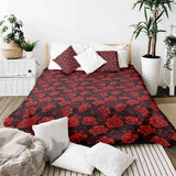 Therapy blanket and bedding set, black with red roses.