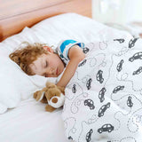 Therapy blanket and bedding set with black cars.