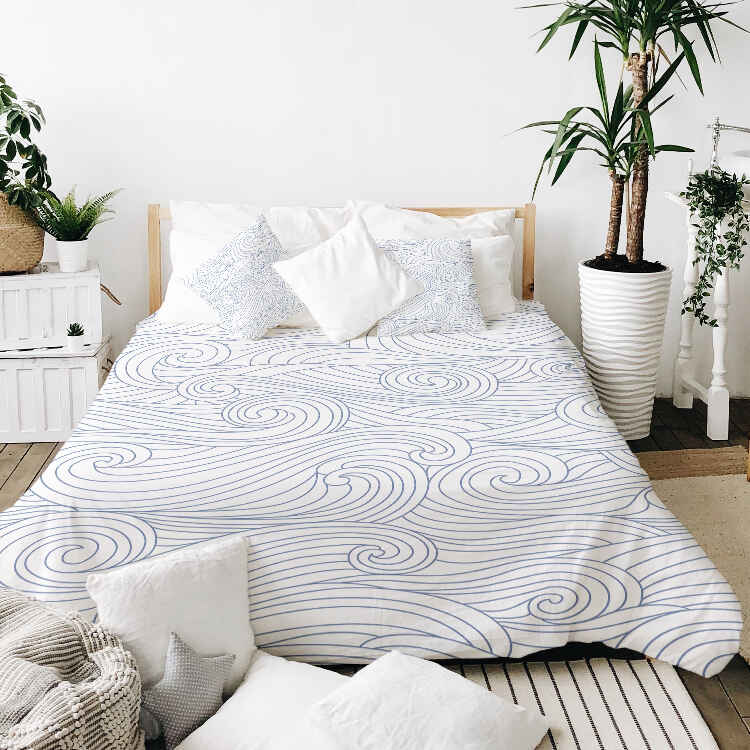 Therapy blankets bedding set blue waves