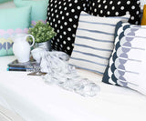 Health pillow with blue horizontal stripes