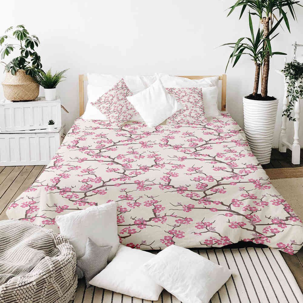 Couverture thérapeutique originale - Housse en coton fleur de cerisier japonaise