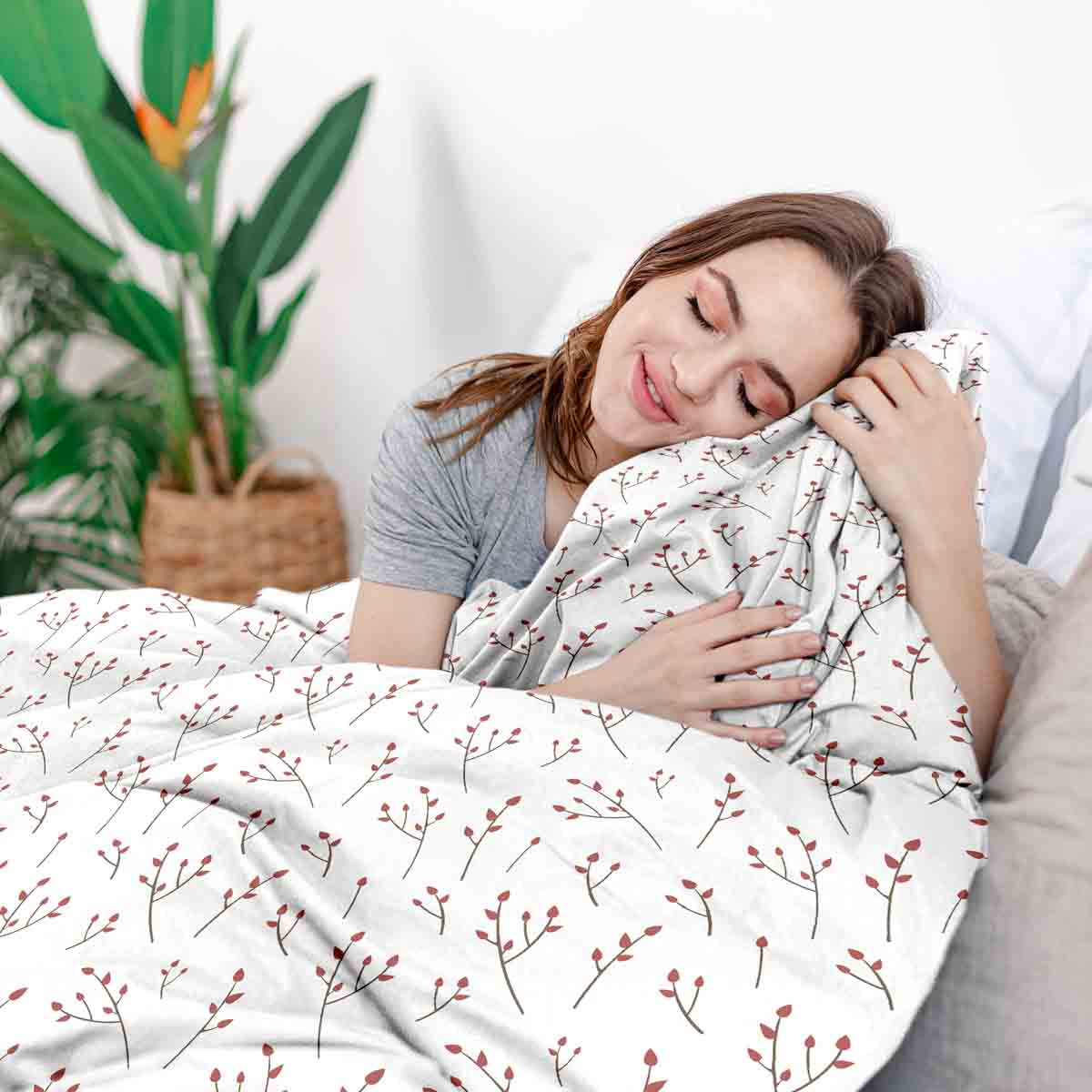 Original therapy blanket - cotton cover white with delicate roses