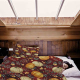 Therapy blanket bedding set, red with pumpkins.
